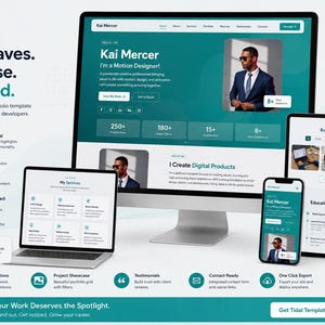 Teal Portfolio Website | Resume Template | Freelancer | Designer Developer | No Code