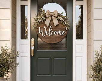 Personalized Family Name Door Sign, Custom Welcome Sign, Modern Farmhouse Rustic Scandinavian Botanical Cottage Porch Decor