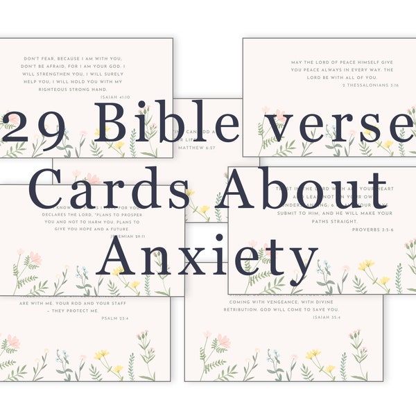 Printable Bible Scripture Cards Anxiety memory cards | Write your Verse | 5X3 inch