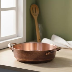 Hand-Hammered Pure Copper Casserole Pot, Ayurveda Cooking Dish