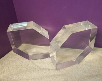 2 VTG Ritts Astrolite Moderno MCM Acrílico Lucite Esculturas Bookends Accent 2508