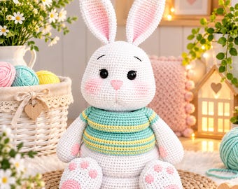 Crochet Amigurumi Bunny Stacking Rings Pattern, Montessori Sensory Toy (PDF Download)