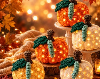 Crochet Pumpkin Lantern Pattern, Fall Home Decor, Halloween Light (Digital PDF)