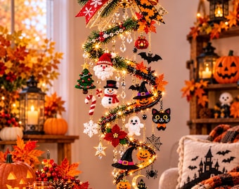 Halloween Christmas Spiral Crochet Pattern Bundle | Holiday Wind Spinner Ornament (PDF)