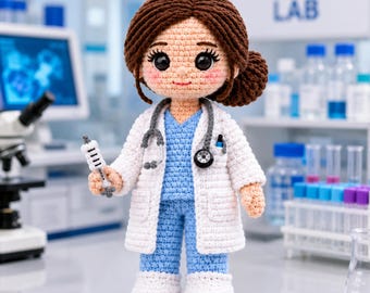 Crochet Doctor Doll Pattern, Amigurumi Medical Doll, Nurse Gift (PDF)