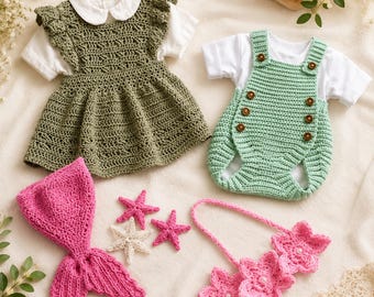 Crochet Baby Dress Pattern Bundle | 2 Designs, Newborn to 12 Months (PDF)