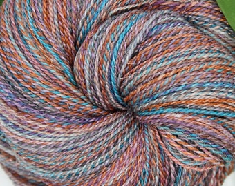 Handspun Fingering Weight Yarn, Superwash Merino Wool Sparkle, Gradient 482 yards