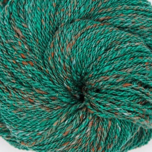 Handspun Worsted Weight Yarn: Malachite Green Merino Romeldale Blend