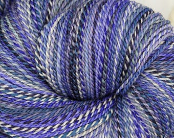 Handspun Falkland Wool Yarn: DK Weight, Blue Purple Gradient, 276 Yards