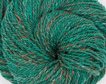 Handspun Worsted Weight Yarn: Malachite Green Merino Romeldale Blend