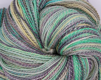 Handspun Gradient Yarn: Merino Wool Silk Blend, “Gelato Twist” 506 Yards