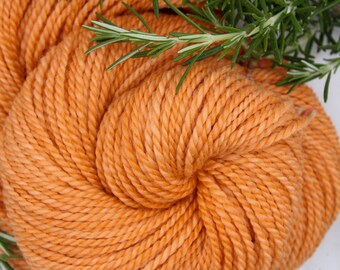 Handspun Worsted Falkland Wool Yarn: Circus Peanuts Orange, 150 Yards