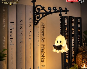 Ghost Reading Lamp, Hanging Bookshelf Light, Cozy Book Lover Decor