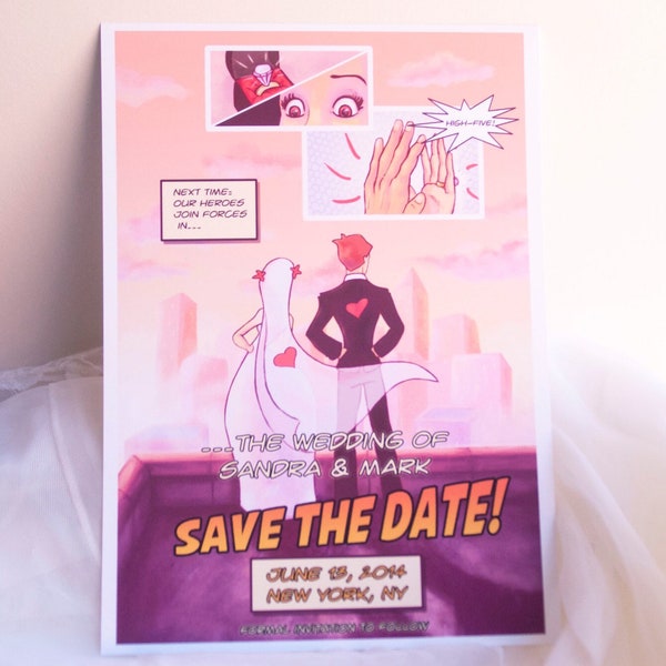 Comic Book Save the Date // Custom DIGITAL Superhero Wedding Invites // Geeky Book Wedding // Comic Book Wedding // Superhero Theme // Geeky