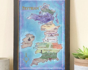 Impresión artística del mapa de Prythian: Arte de fan de ACOTAR // Paisajes fantásticos