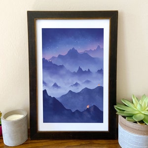 Lord of the Rings Art Print: The Beacons are Lit, Mountain Landscape