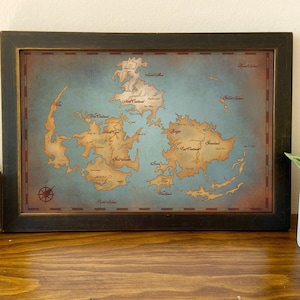 Final Fantasy VII World Map // Vintage Style Game Art // Gamer Art Prints // Geeky Home Decor // Video Game Map  // Nerdy Home // Geek Gift