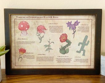 Varieties of Otherworldly Plants and Fungi // Video Game Art // Geeky Home // Nerd Botany // Gamer Art // Video Game Decor // Botanical Art