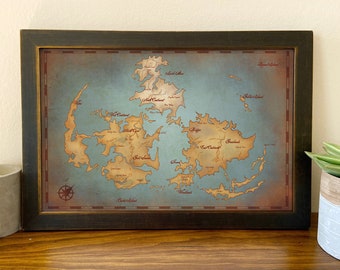 Final Fantasy VII World Map // Vintage Style Game Art // Gamer Art Prints // Geeky Home Decor // Video Game Map  // Nerdy Home // Geek Gift