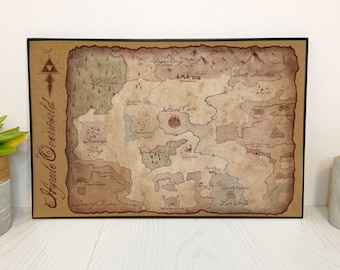 Hyrule Overworld Map Print: Legend of Zelda, SNES Gamer Decor