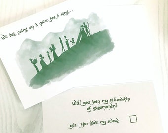 LOTR Wedding Party Cards // Geeky Wedding Card // Lord of the Rings Theme // Wedding Party Cards // Bridesmaid, Groomsmen, Fellowship Card
