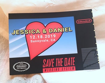 SNES Save the Date: geeky videogame-huwelijksuitnodiging (digitaal)