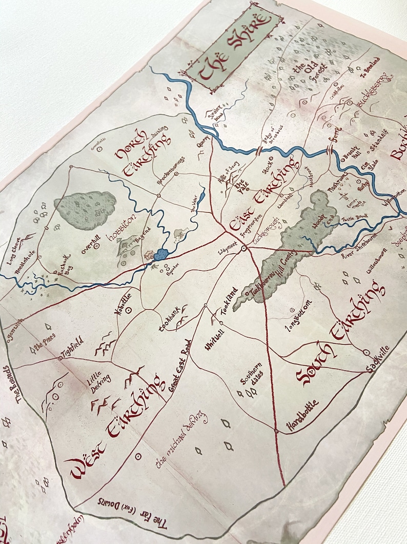 Map of the Shire // Illustrated Map of Middle Earth // Lord of | Etsy
