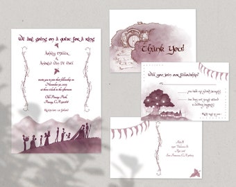 Invitación de boda de El Señor de los Anillos, invitación digital para la Comunidad Geek