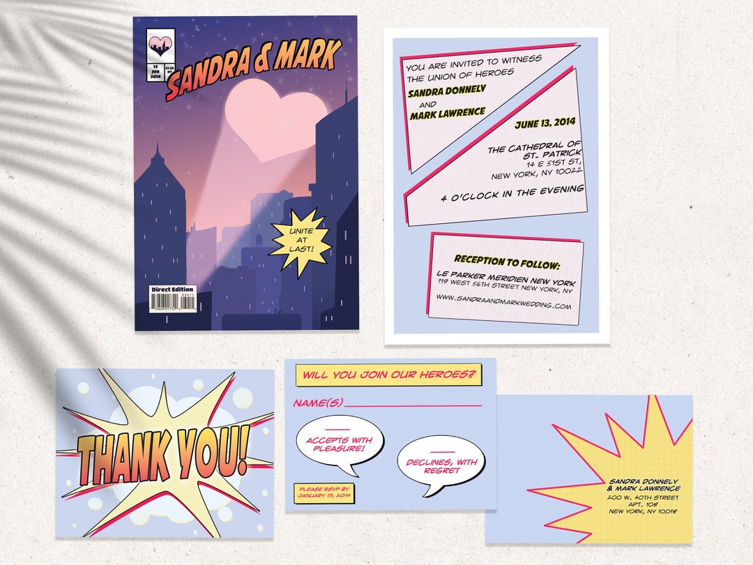 Comic Book Wedding Invitation Set: Superhero Theme (digital) - Etsy
