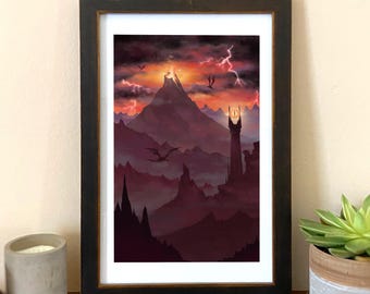 Lord of the Rings Art Print: Land of Mordor, Fantasy Landscape