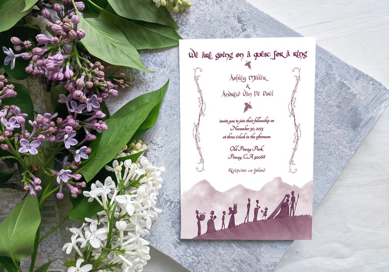 Wedding Fellowship Invite Set // Custom LOTR Invite // Nerdy/Geeky Invites // Hobbit Wedding // Movie / DIGITAL Fantasy Book Wedding Ideas image 2