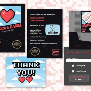 Classic Video Game Wedding Invites // NES Invites //DIGITAL 80s Nintendo Wedding // Printable Invite // Geeky Wedding // Gamer Geek Wedding image 10