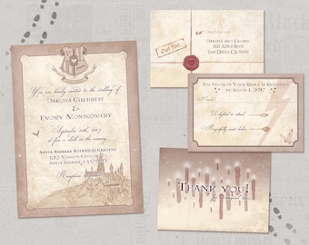 Magical Wedding Invitations // Geeky Wizarding Wedding // Custom Weddings // Geek Book Wedding // Magical Invites // DIGITAL Wedding Invite