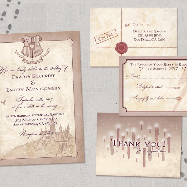 Magical Wedding Invitations // Geeky Wizarding Wedding // Custom Weddings // Geek Book Wedding // Magical Invites // DIGITAL Wedding Invite