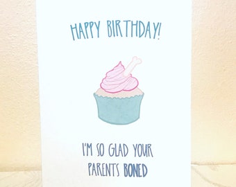 So Glad Birthday // Funny, Awkward Birthday // Boned Bday // Cheeky Birthday Cards // Card for Friends // Adult Birthday