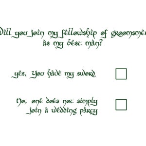 LOTR Wedding Party Cards // Geeky Wedding Cards // Lord of the Rings Theme // Wedding Party Cards // Bridesmaid, Groomsmen, Fellowship Card Best Man