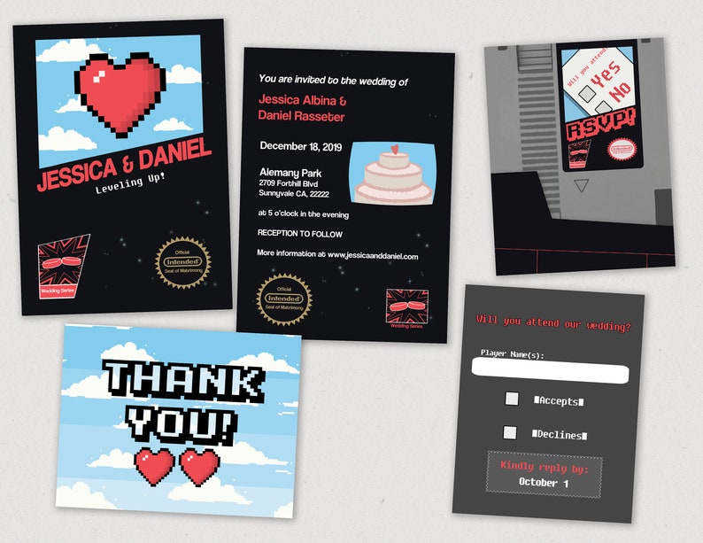 Classic Video Game Wedding Invites // NES DIGITAL Invite // 80s Nintendo Wedding // Printable Invite // Geeky Wedding // Gamer Geek Wedding image 1