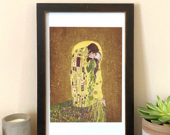 The Kiss vs Rogue & Gambit // Fan Art History Klimt // Art Prints // X-Men // Gift for Geek // Geeky Home // Marvel Gift // Nerdy Home Decor