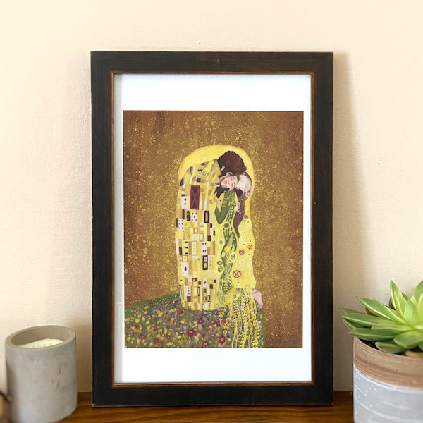 Rogue & Gambit Art Print: Klimt's The Kiss, Geeky Home Decor Art