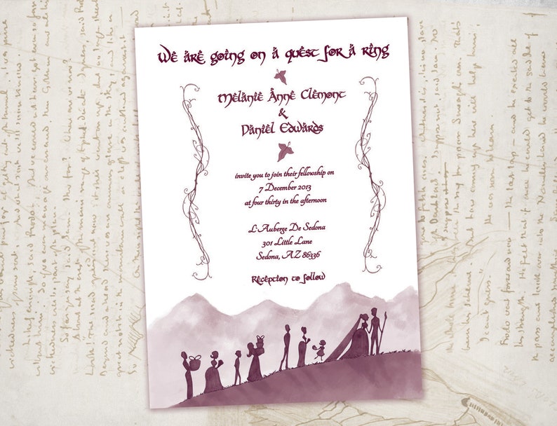 Wedding Fellowship Invite Set // Custom LOTR Invite // Nerdy/Geeky Invites // Hobbit Wedding // Movie / DIGITAL Fantasy Book Wedding Ideas image 3