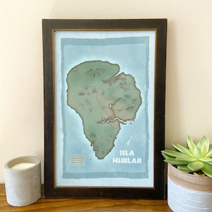Isla Nublar Map Print: Jurassic Park Vintage Style Illustration