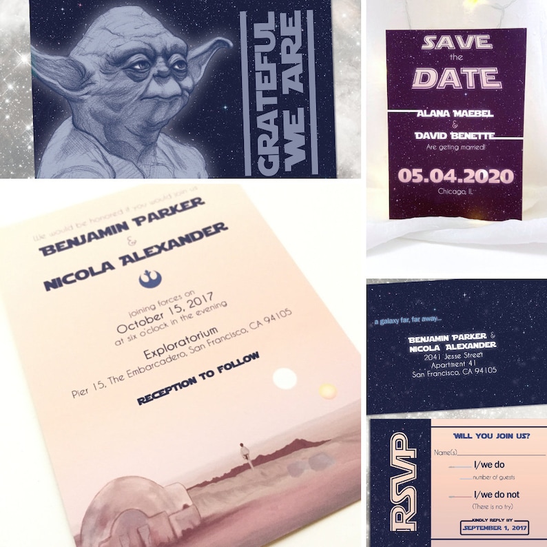 Dual Sunset Wedding Invitation Set // Geeky Wedding Invites // Movie Wedding // Sci-Fi Rebels Wedding Theme // Custom DIGITAL Invitation Set image 8