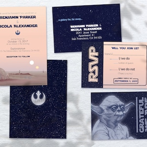 Sci-Fi Wedding Invitation Set: Dual Sunset, Movie Theme (Digital)