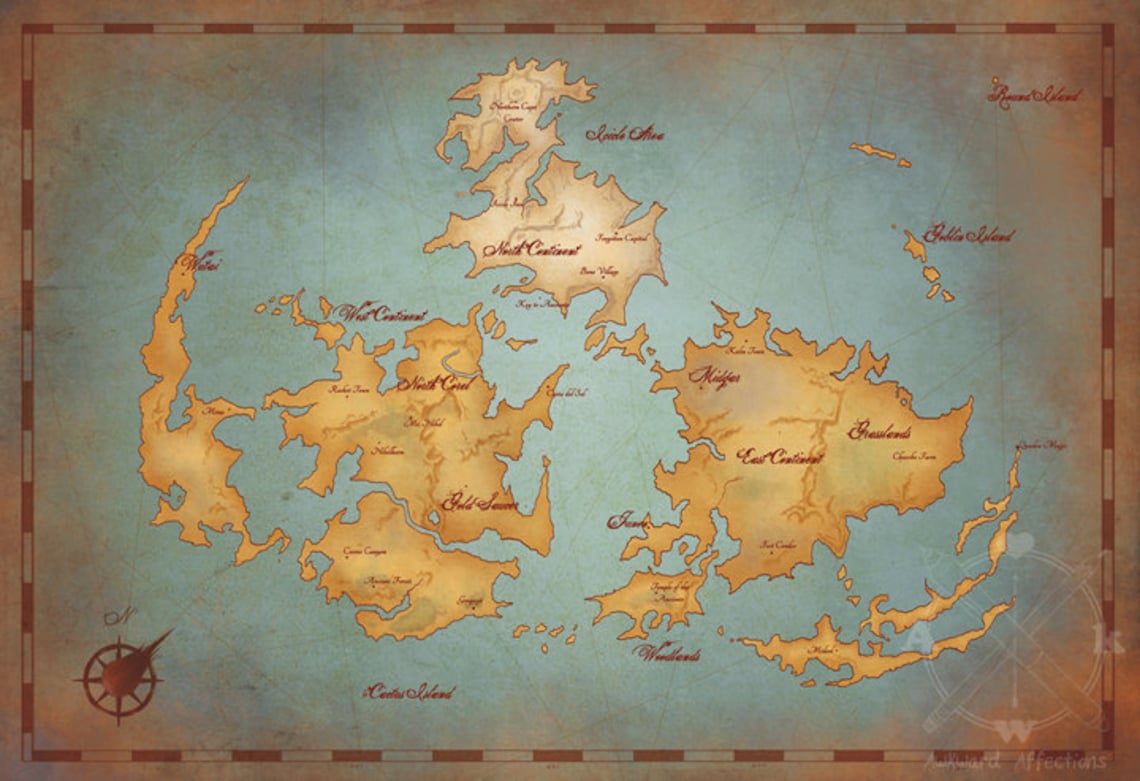 Final Fantasy VII World Map // Vintage Style Game Art // Gamer | Etsy