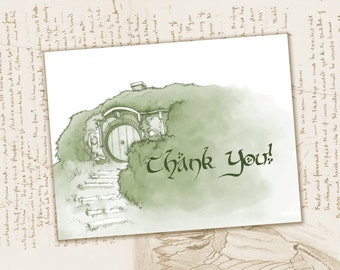 Lord of the Rings Thank You Card // Bag End Thank You // Instant Download Files // Geeky LOTR Thank You // Download Greeting Cards