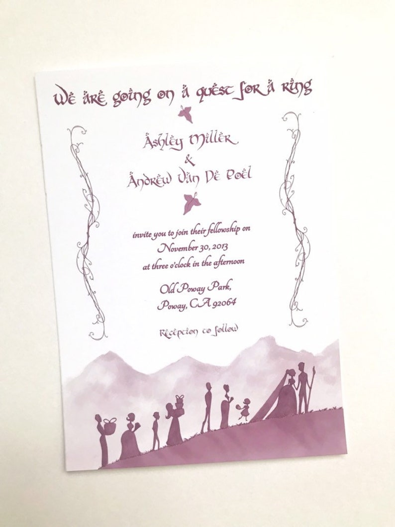 Wedding Fellowship Invite Set // Custom LOTR Invites // Nerdy/Geeky Invites // Hobbit Wedding // Movie / DIGITAL Fantasy Book Wedding Ideas image 9