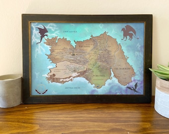 Arte del mapa del Cuarto Ala // Impresión artística de abanico de la Escuela de Guerra de Basgiath, Navarra