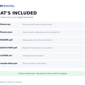 Personal Finance Tracker Python Script, Budget and Expense Tracker, Net Worth Dashboard, Digital Download image 4