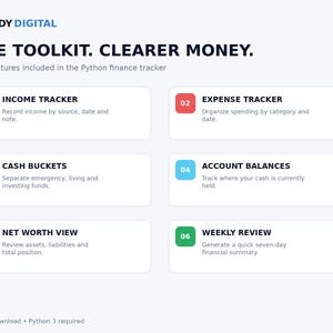 Personal Finance Tracker Python Script, Budget and Expense Tracker, Net Worth Dashboard, Digital Download image 2