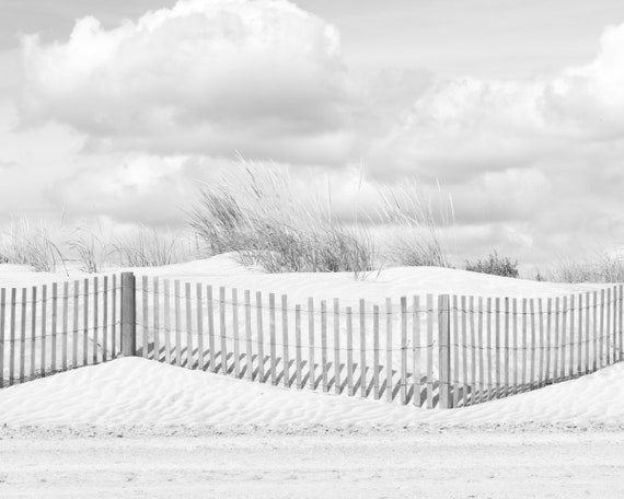 Black And White Coastal Beach Art Beach Fence Beach Grass Etsy